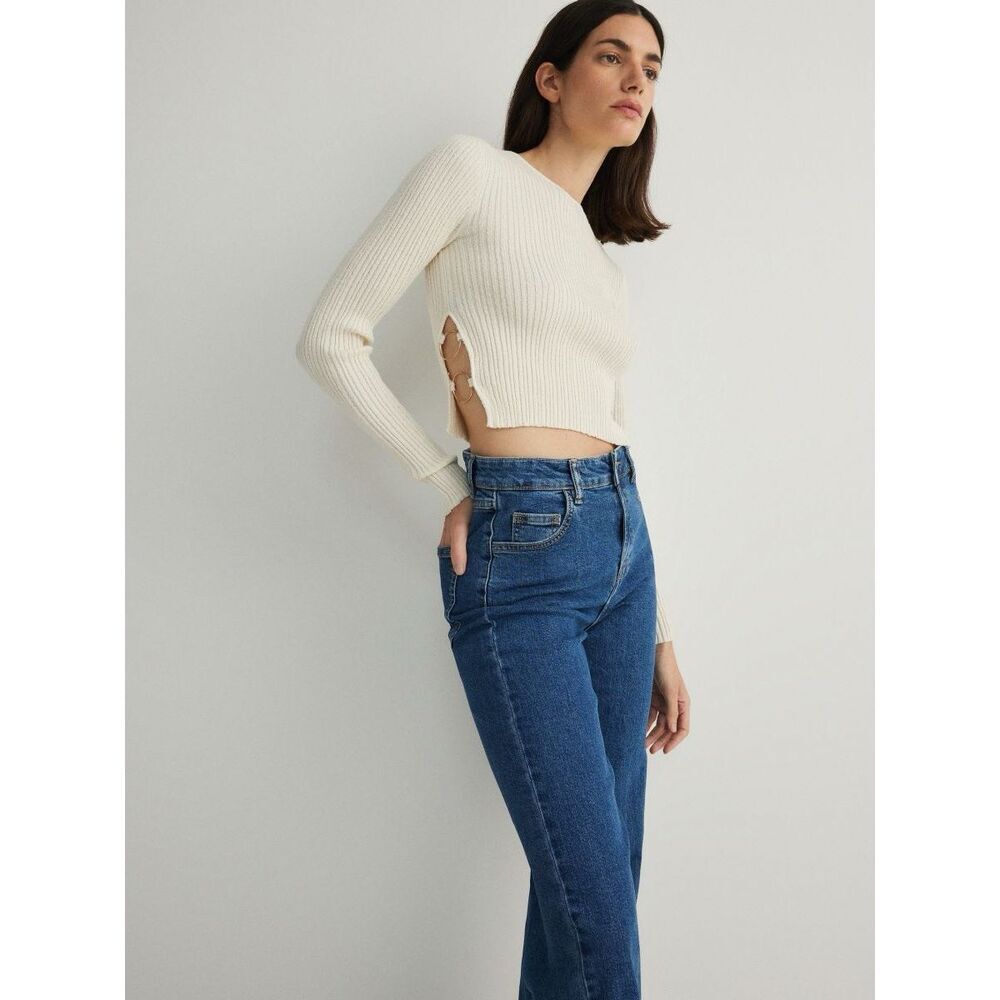 POL Long Sleeve Cream Loop Side Top Size Large NWT